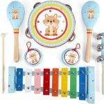 12-Piece Kids Wooden Musical Instrument Set for Learning