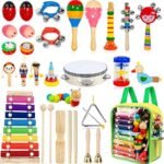 33-Piece Kids Wooden Percussion Instrument Set for Early Learning