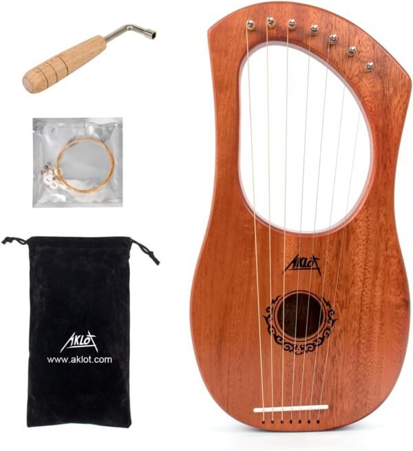 AKLOT 7-String Mahogany Lyre Harp with Gig Bag