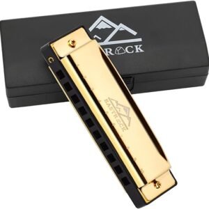 EastRock 10-Hole Gold Blues Harmonica with Case