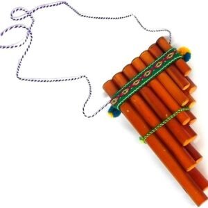 Handmade Bamboo Pan Flute with Colorful Cotton Strap