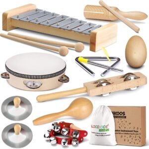 LOOIKOOS Eco-Friendly Wooden Musical Instruments Set for Kids