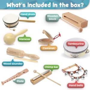 STOIE'S Wooden Musical Instruments Set for Kids Ages 3-9