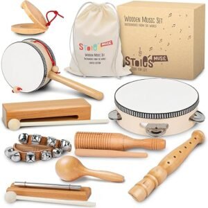 STOIE'S Wooden Musical Instruments Set for Kids Ages 3-9